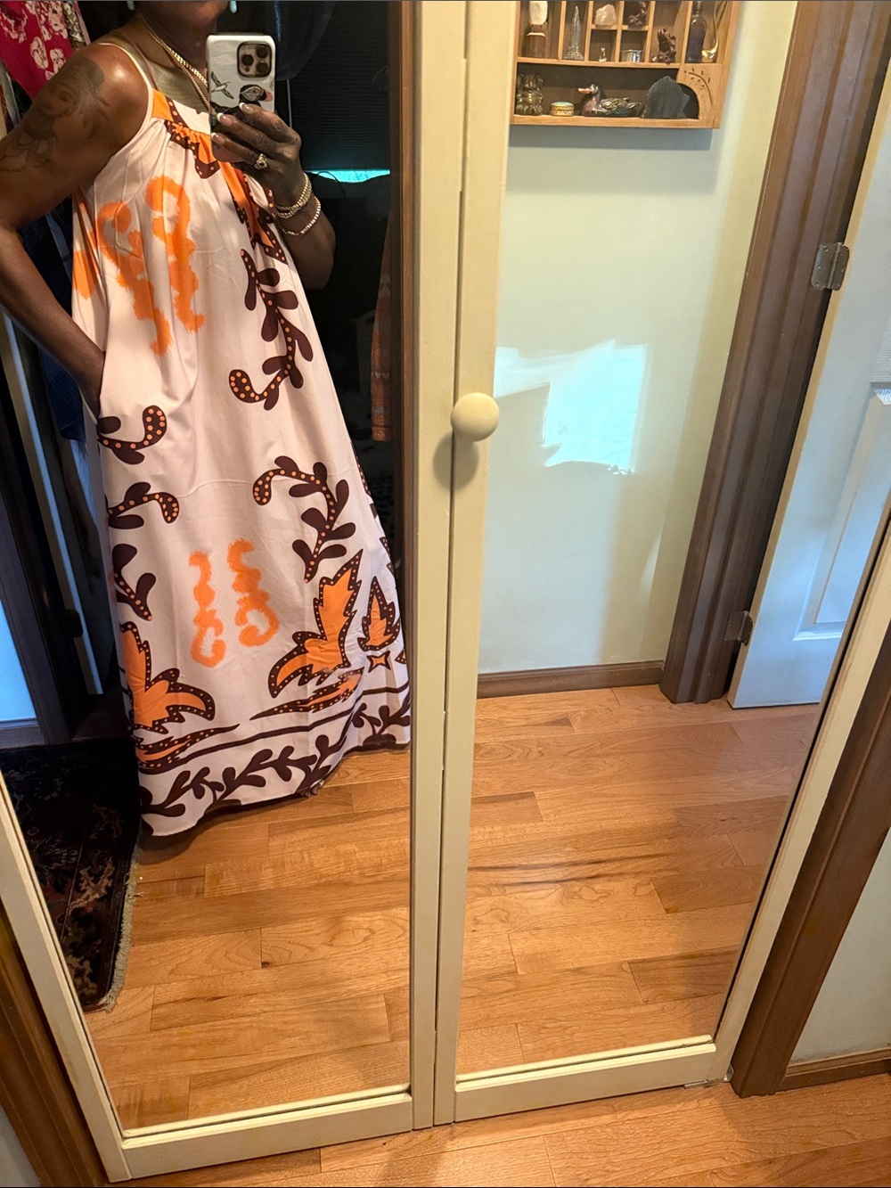Women’s Pink and Orange Printed Summer Maxi Dress - Picture 2 of 4
